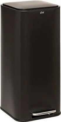 5Five Delta 30L vierkante pedaalemmer– RVS zwart – Soft close – Binnenemmer + koolstoffilter