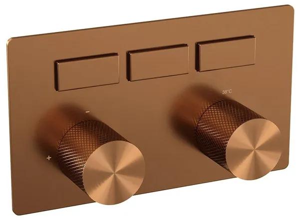 BRAUER Copper Carving - 3 functies - inbouwthermostaat - drukknoppen - in/afbouwdelen - koper geborsteld PVD 5-GK-158