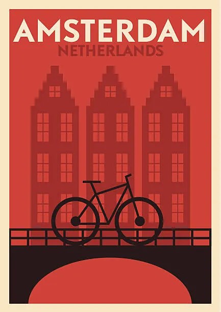 Ilustratie Typographic Amsterdam City Poster Design, kursatunsal