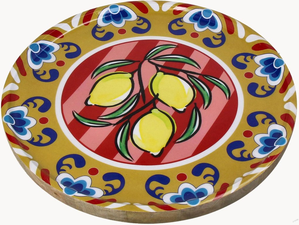 Decoratieve borden Lemon van mangohout, 4-delig