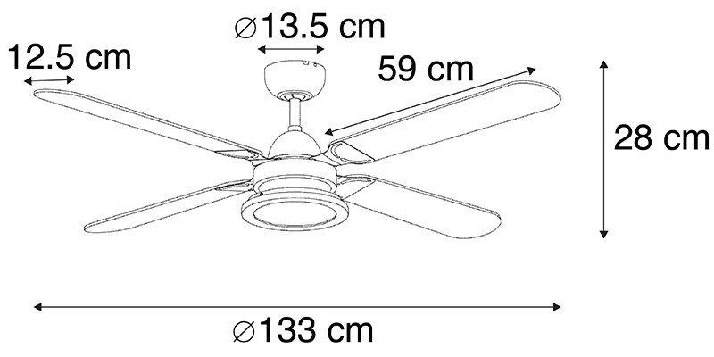 LED Plafondventilator met lamp zwart met afstandsbediening - Fanattic Modern rond Binnenverlichting Lamp