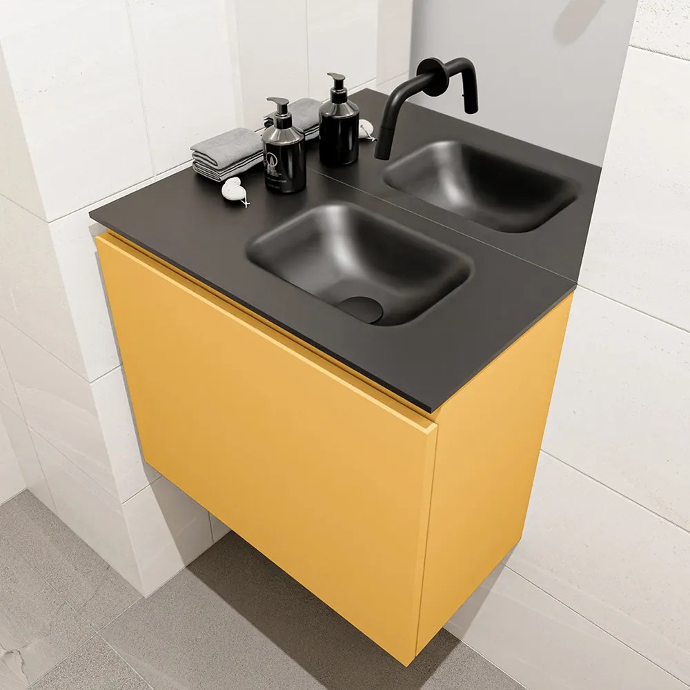 Mondiaz Olan 60cm toiletmeubel ocher met wastafel urban rechts geen kraangat