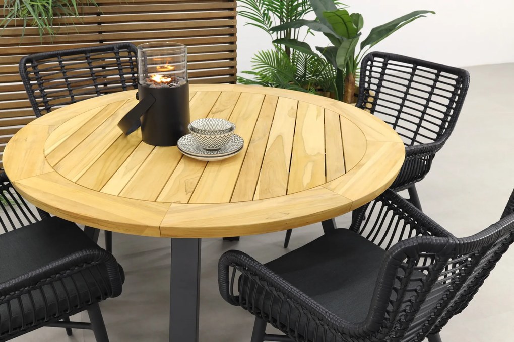 Jasmine Black/Ambassador 130 cm. rond tuinset - 5 delig