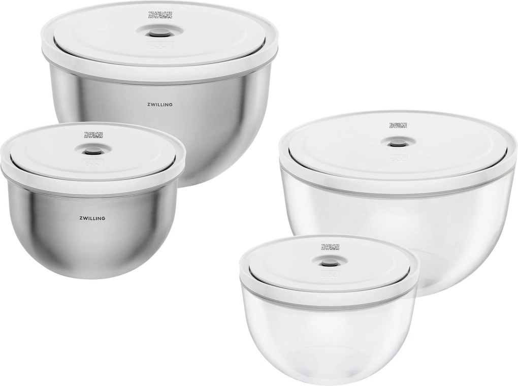 ZWILLING FRESH &amp; SAVE Bowls Vacuümkommen mixed set, glas en roestvrijstaal - FRESH &amp; SAVE Bowls - ZWILLING
