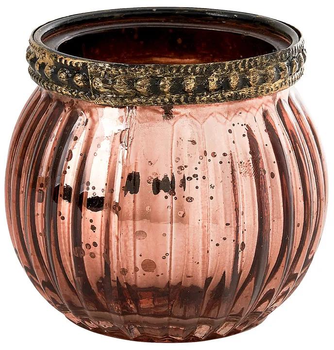 Waxinelichthouder vintage - roze - Ø6,5x5,7 cm