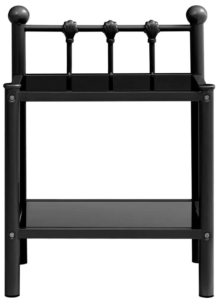 vidaXL Nachtkastje 45x34,5x60,5 cm metaal en glas zwart