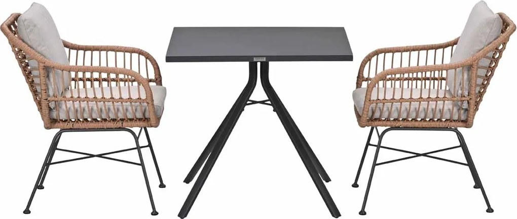 Garden Impressions Lucas tuinset bruin 3-delig - Rimini tuintafel 80x80 cm