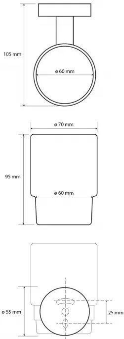 Sapho X-Round glashouder met glas zwart