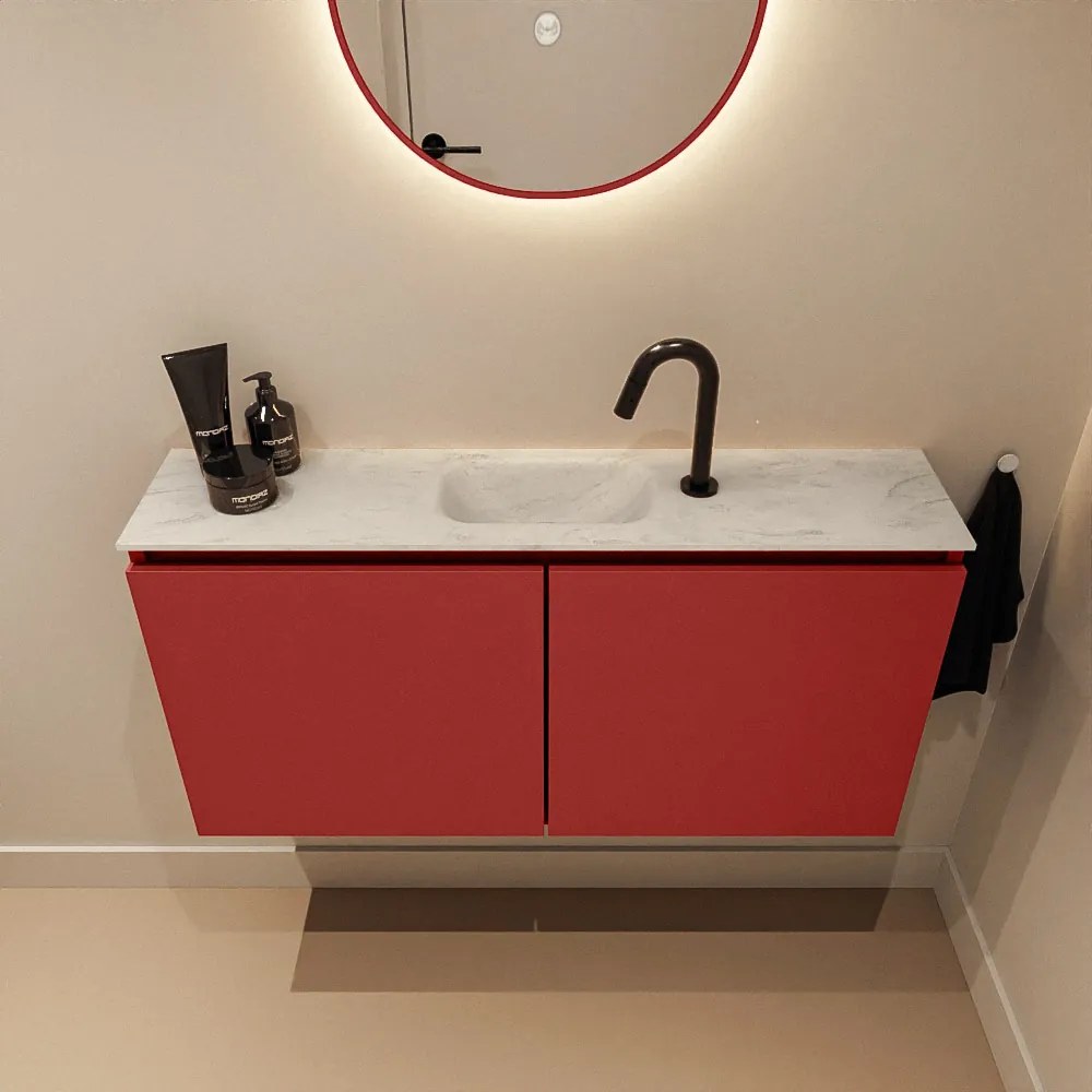 Mondiaz Ture DLux toiletmeubel 100cm fire met wastafel opalo midden met kraangat