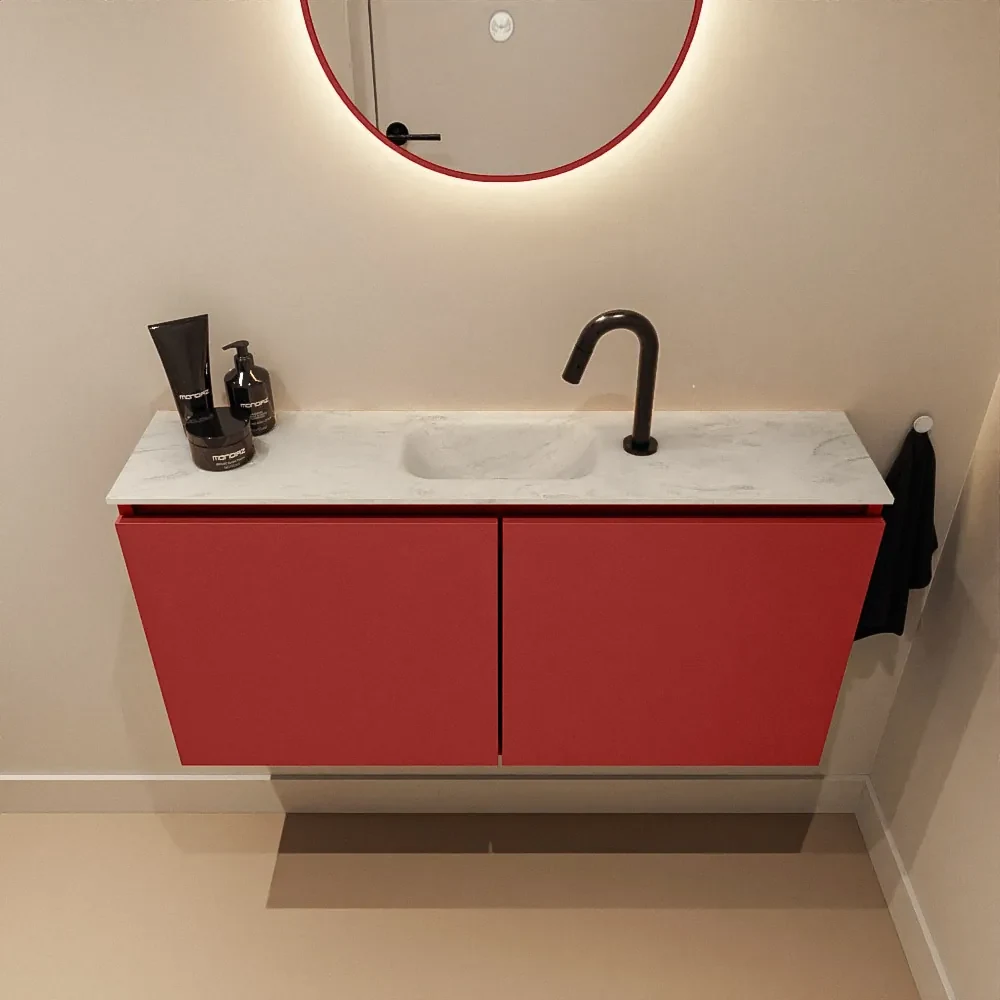 Mondiaz Ture DLux toiletmeubel 100cm fire met wastafel opalo midden met kraangat