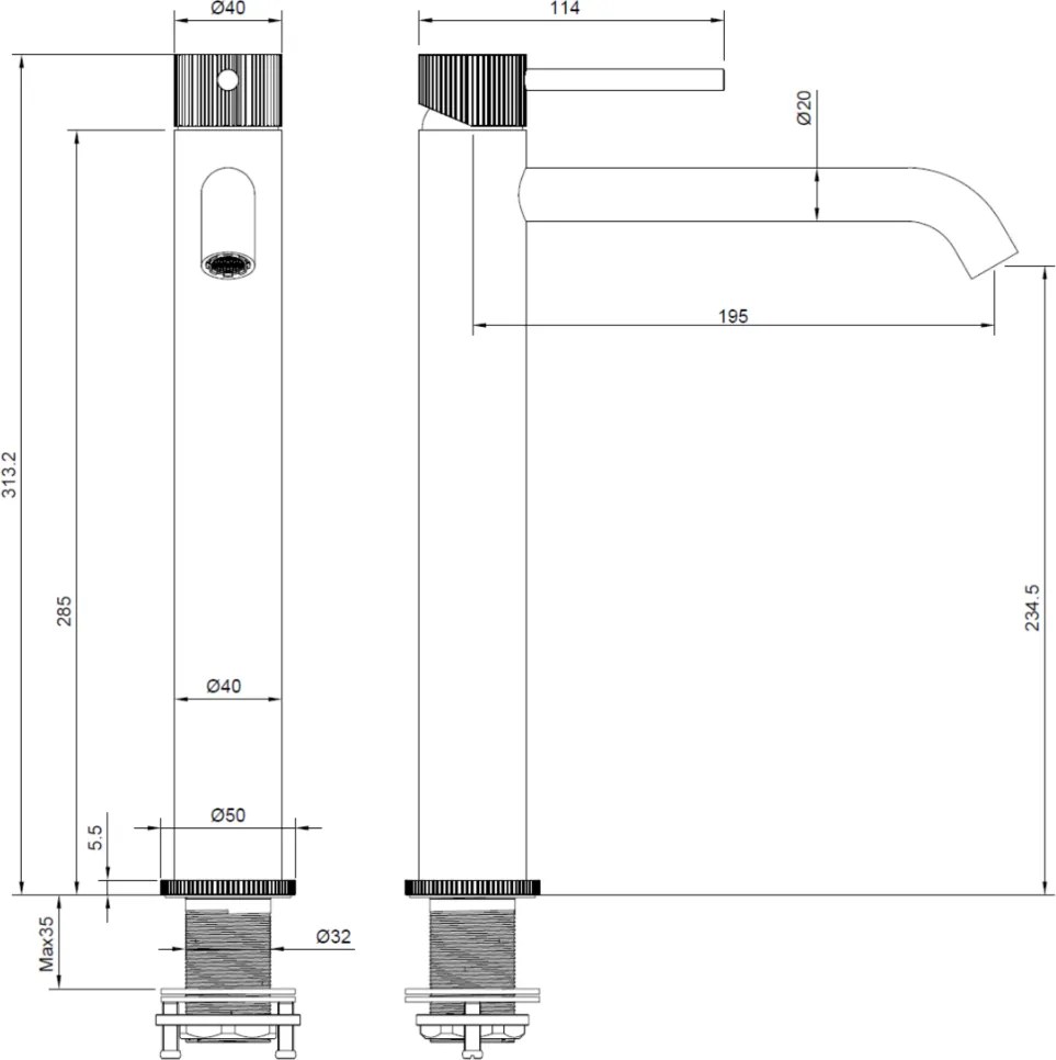 Best Design High End Nero verhoogde wastafelkraan zwart mat