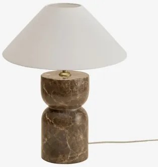 Diniz Tafellamp Van Natuursteen Bruin Emperador Marmer & Wit Mat Ø35 Cm - ?15 Cm Graciela - Sklum