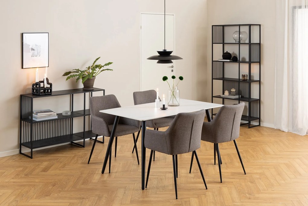 VERA Lichtgrijs Taupe (stof Basel 34) - MODERNE KUIPVORMIGE GESTOFFEERDE STOEL VOOR WOONKAMER / LOFT