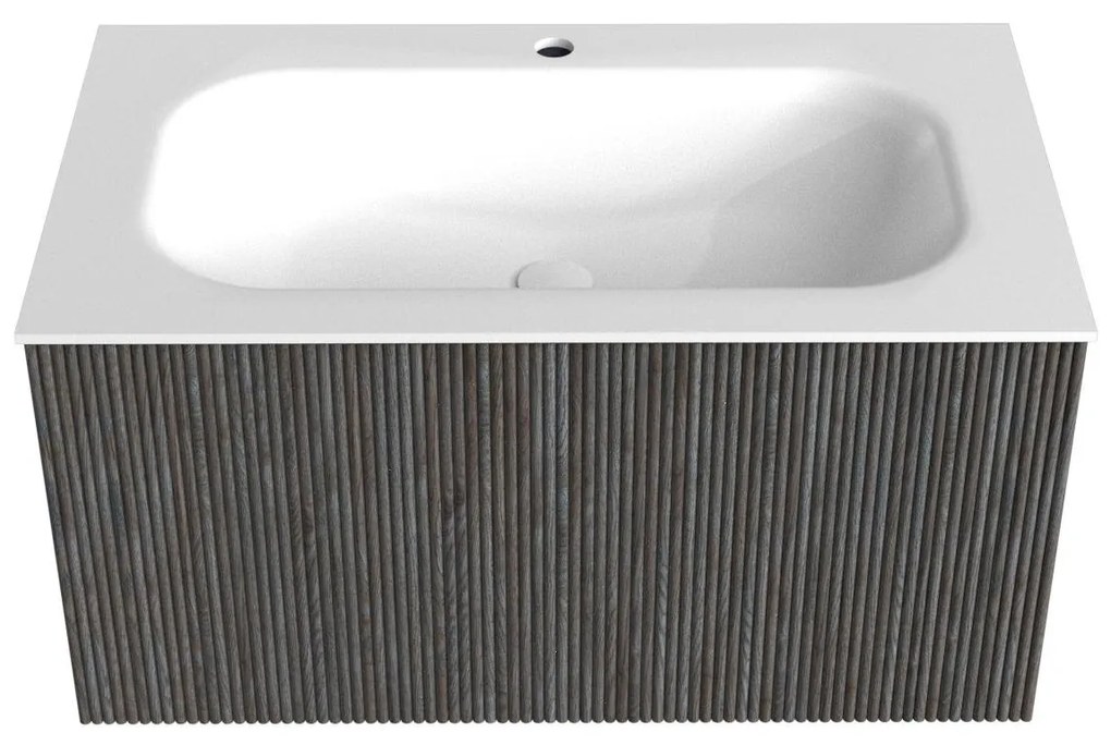 Mondiaz Kurve 80cm badmeubel shadow met 1 lade en wastafel big small midden 1 kraangat