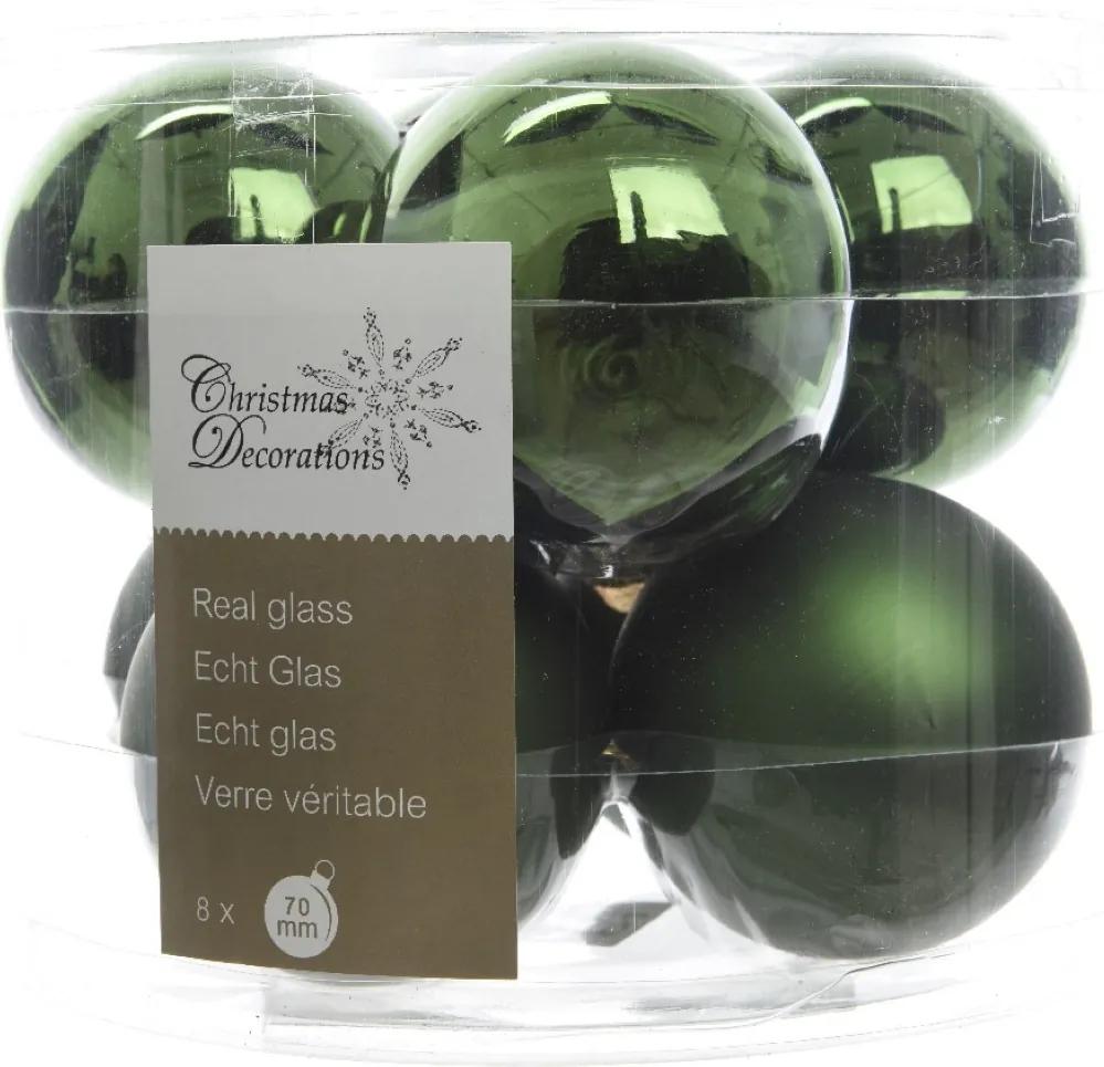 Kerstbal glas glans-mat diameter 7cm Dennen groen KSD