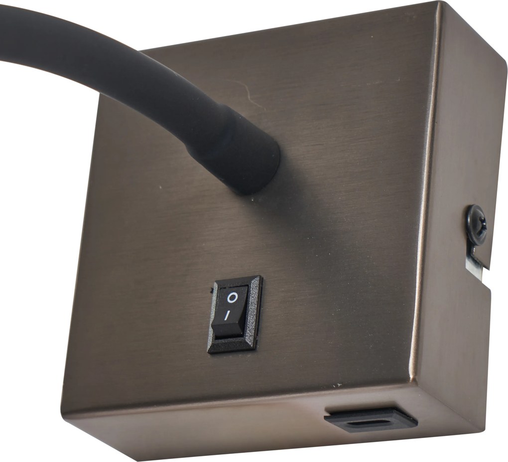 Set van 2 moderne wandlamp gunmetal met USB-C - Gosna