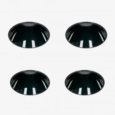 Pack Van 4 Inbouw Led Downlights Zonder Rand, Trimless, Rond Ø6,8 Cm Voor Buitengebruik In Aluminium Luisiana Warm Wit 2700k & Zwart & 8 W & 23º -