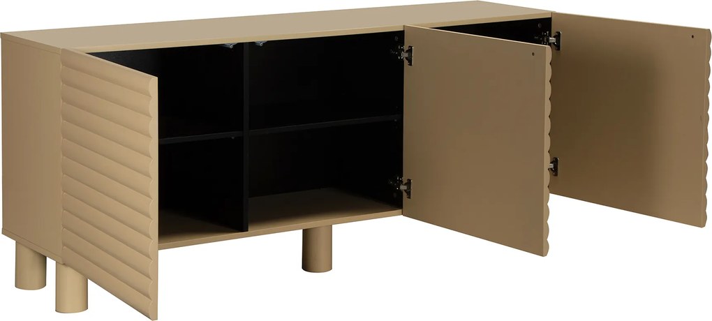 Dressoir Met Grote Ribbels Zandkleur 180 Cm - 180x40x75cm.