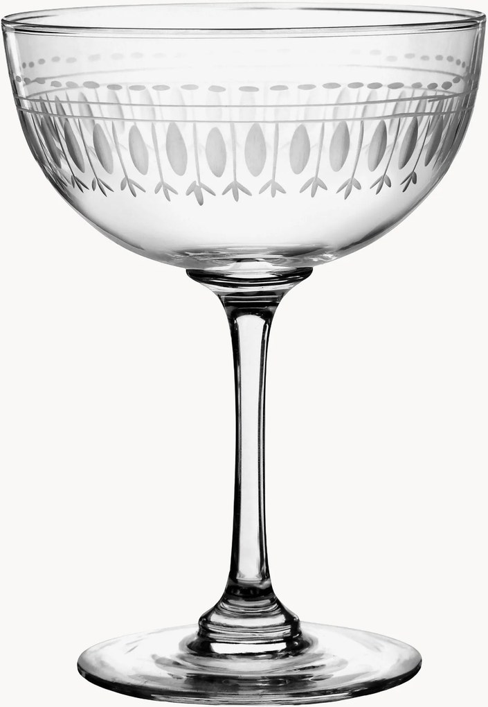 Mondgeblazen kristallen champagneglazen Ovals, 4-delig