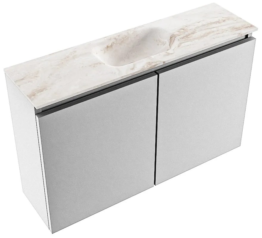 Mondiaz Ture DLux toiletmeubel 80cm plata met wastafel frappe midden zonder kraangat