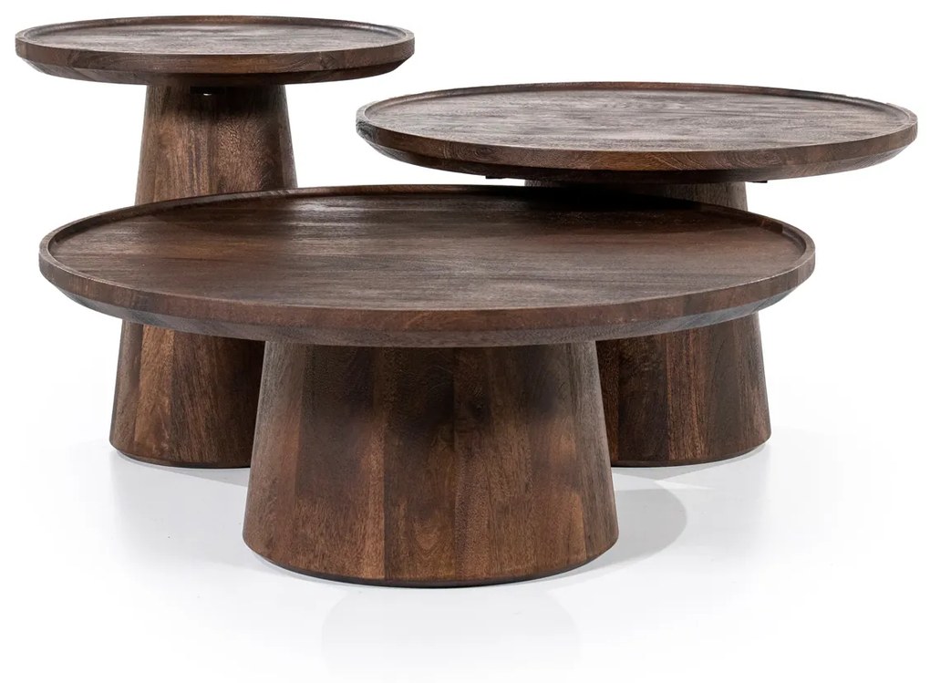 Ronde Salontafel Mangohout 65 Cm - 65 X 65cm.