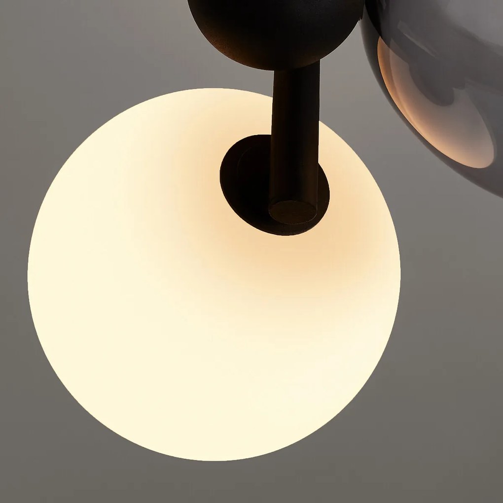 Plafondlamp in smoked glas/metaal, Bullesco