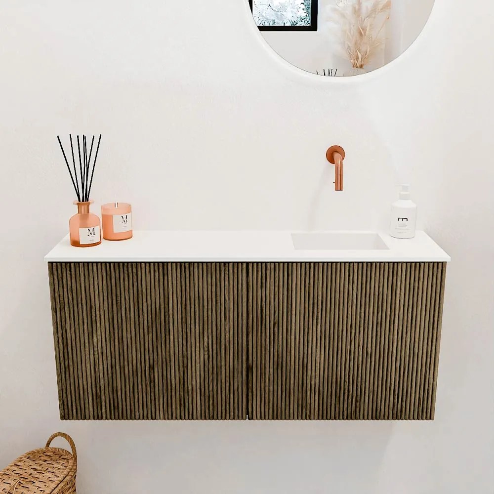 Mondiaz Joya 90cm toiletmeubel dusk met wastafel faye rechts zonder kraangat talc
