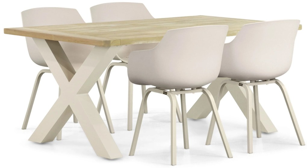 Tuinset 4 personen 180 cm Kunststof Taupe Lifestyle Garden Furniture Salina/Cardiff