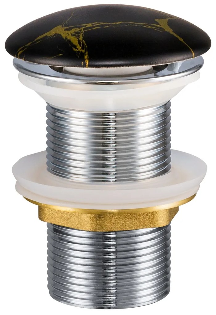 Comad afvoerplug met clicksysteem zwart/goud marmer
