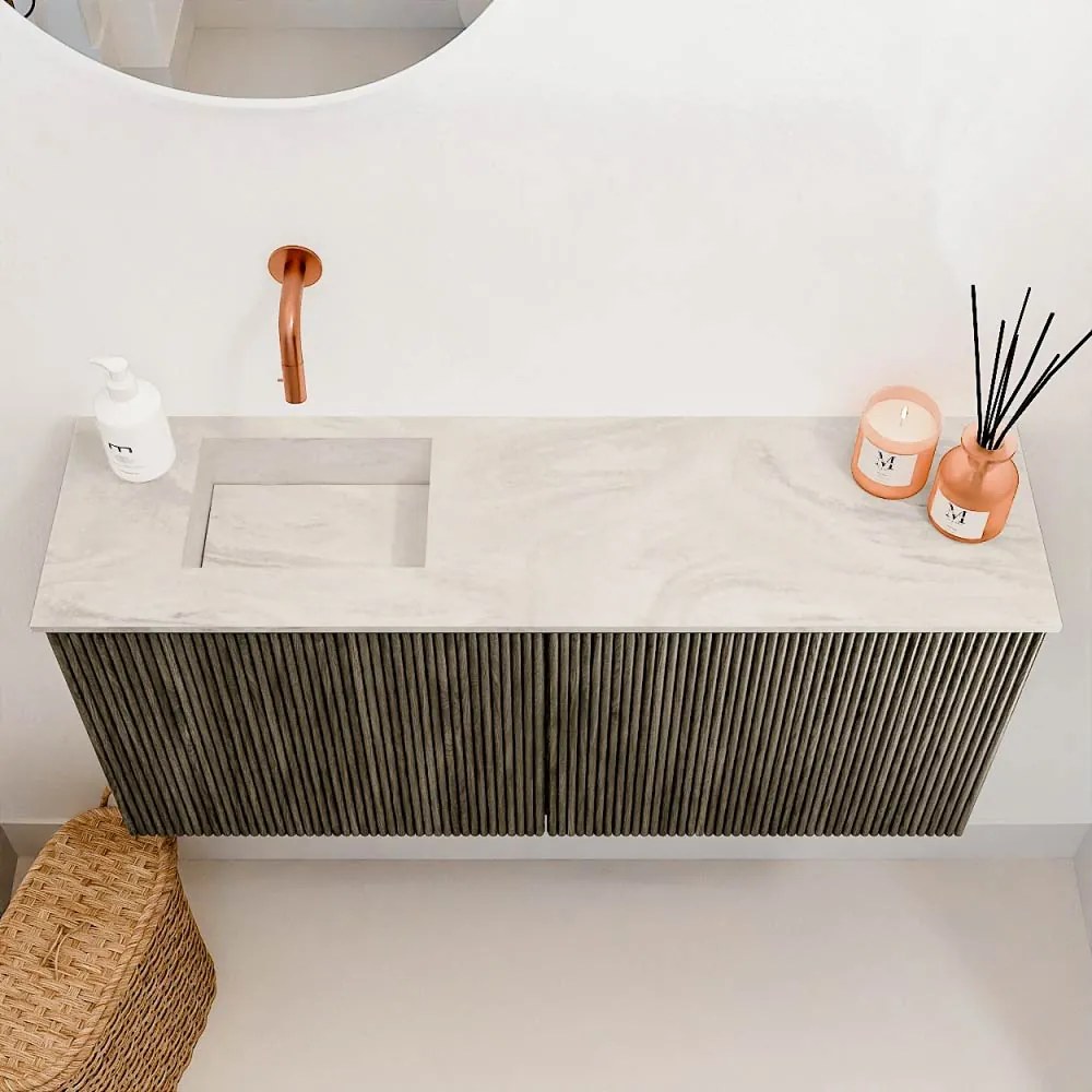 Mondiaz Joya DLux 90cm toiletmeubel shadow met wastafel faye links zonder kraangat ostra