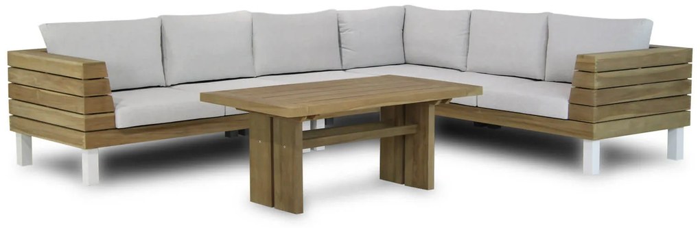 Hoek loungeset 6 personen Teak Old teak greywash  Lifestyle Garden Furniture Seashore/Brighton