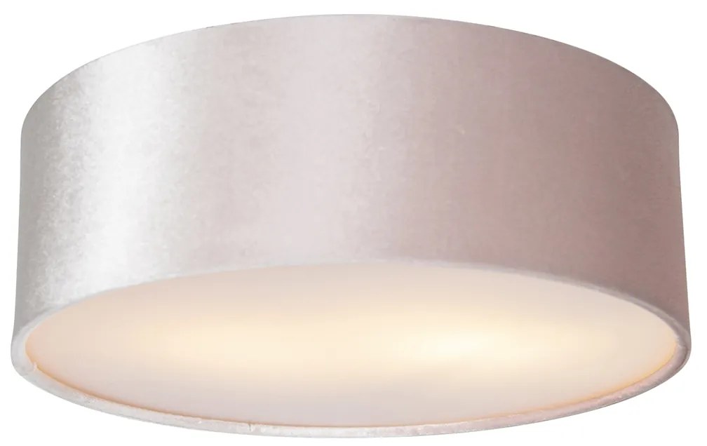 Stoffen Moderne plafondlamp roze 30 cm met gouden binnenkant - Drum Modern E27 cilinder / rond Binnenverlichting Lamp