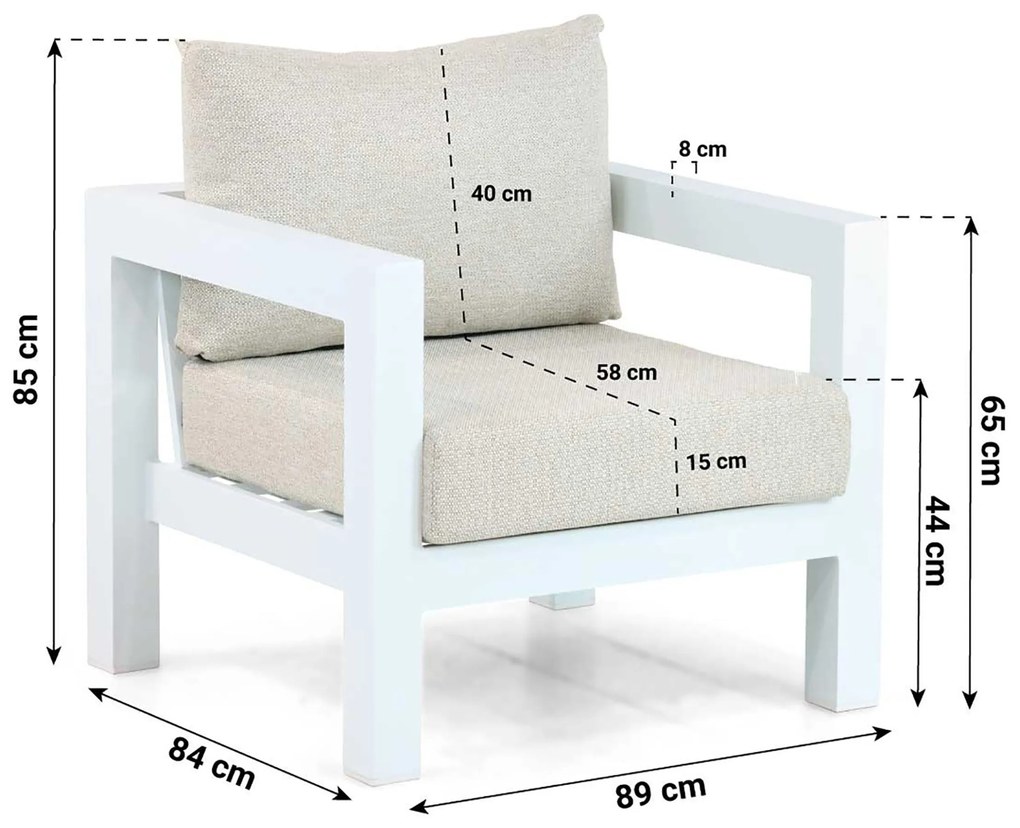 Tuinstoel Aluminium Wit Lifestyle Garden Furniture Luca