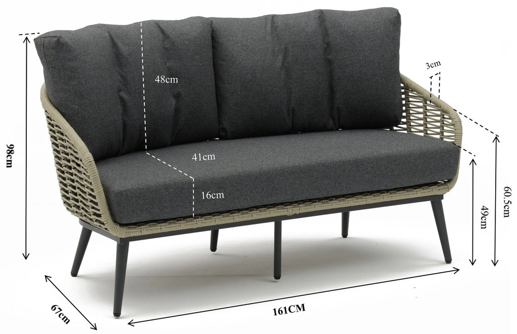 Stoel en Bank Loungeset 5 personen Aluminium/rope Grijs Coco Vinci/Toscane