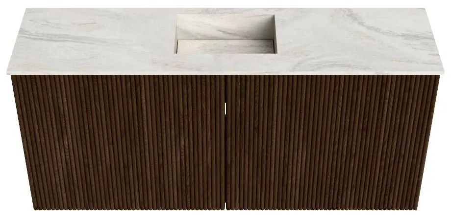 Mondiaz Joya DLux 90cm toiletmeubel walnut met wastafel faye midden zonder kraangat ostra