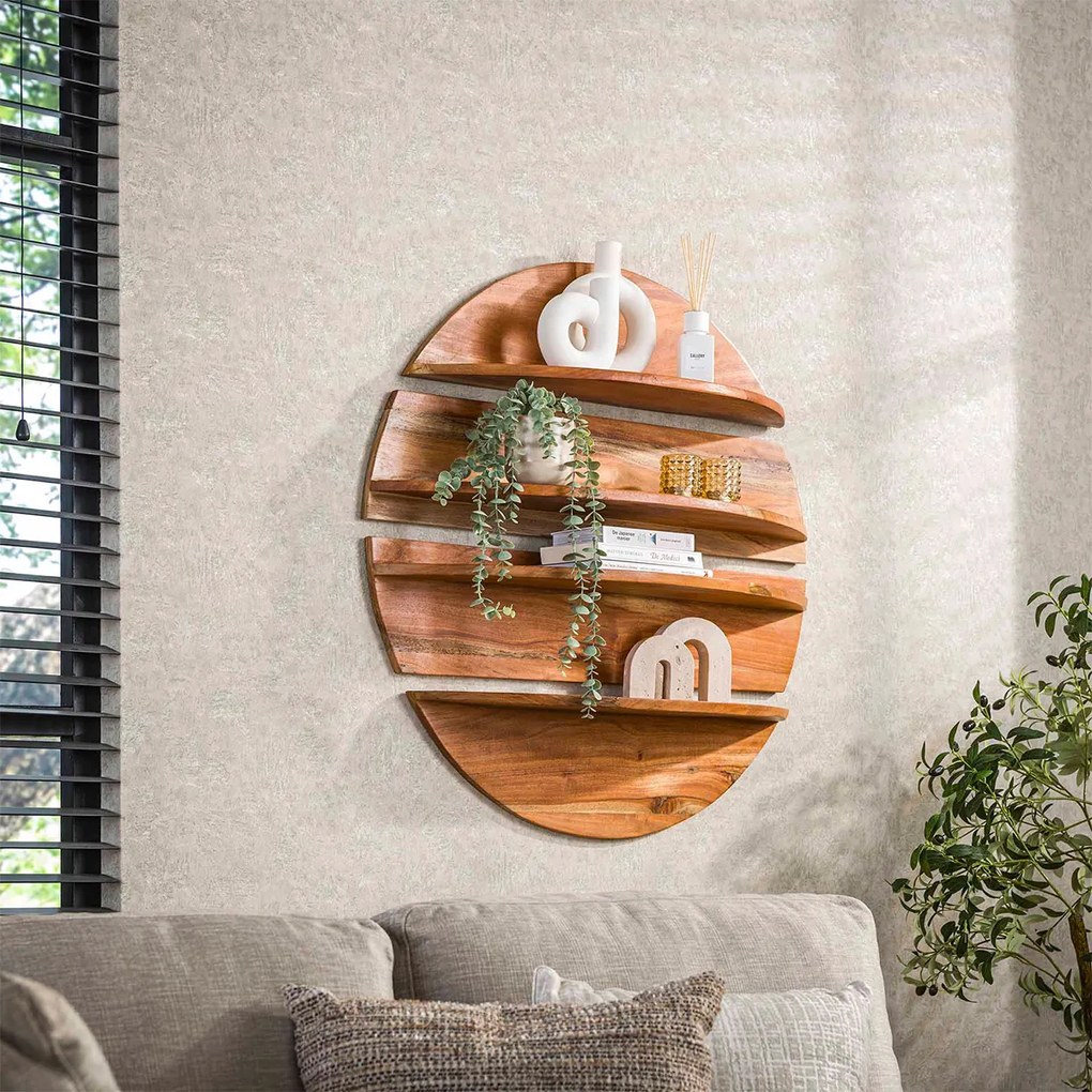 Rond Wandschap 4-delig - 90x22x90cm.