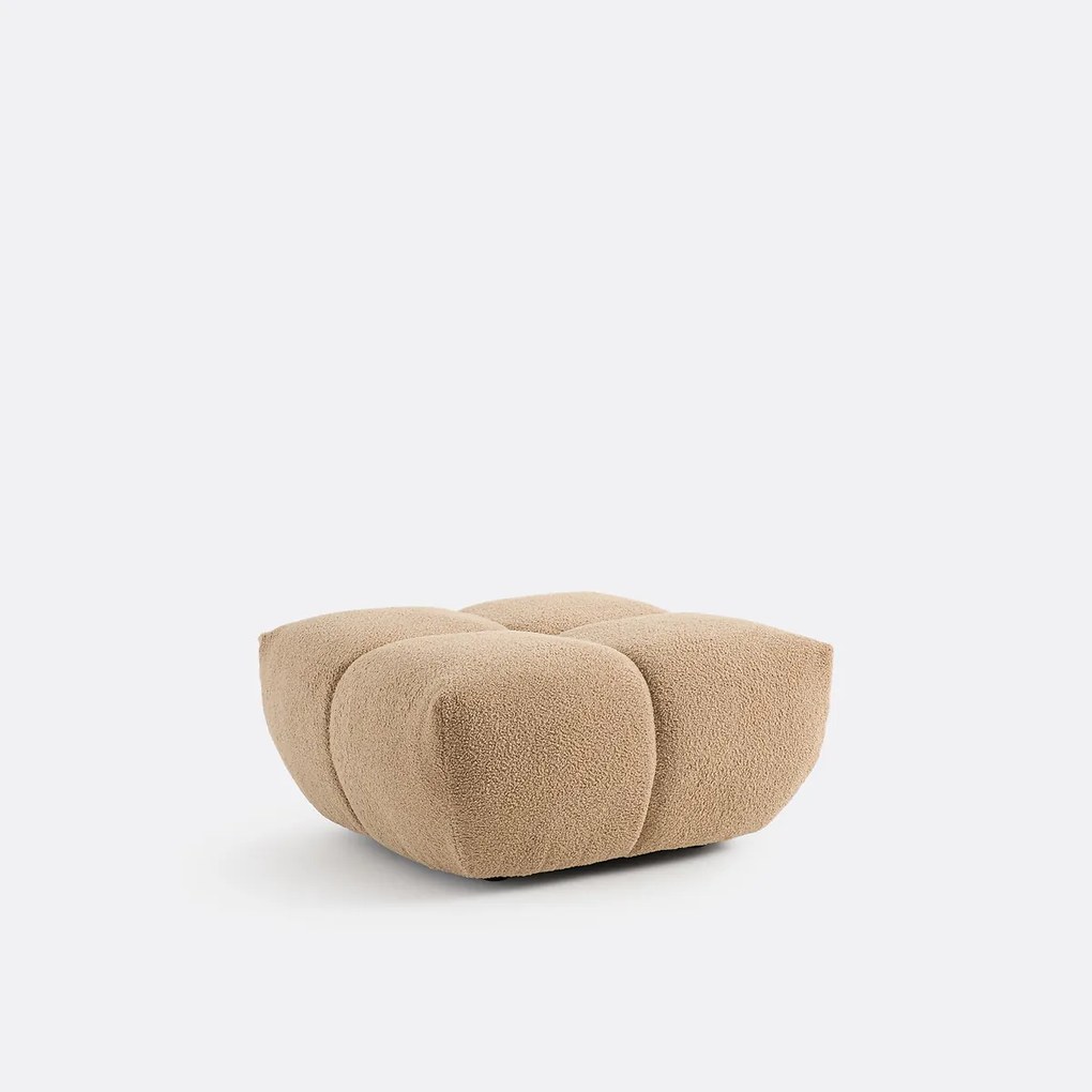 Poef, dikke bouclé stof, L83 cm, Nuria