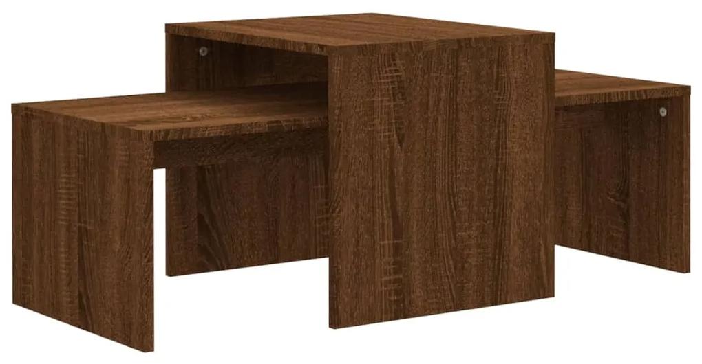 vidaXL Salontafelset 100x48x40 cm bewerkt hout bruineikenkleurig