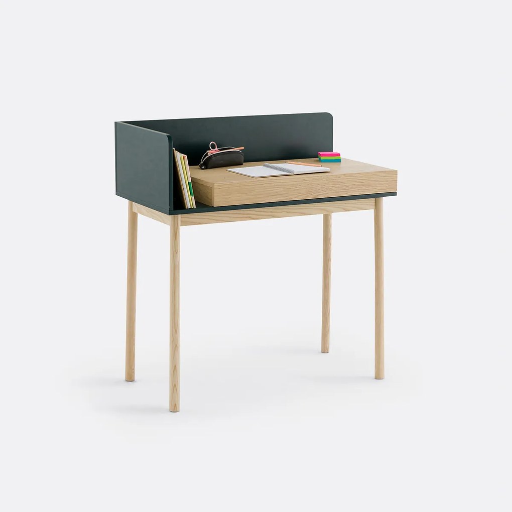 Bureau met 1 lade, eikenfineer, GRAPHY