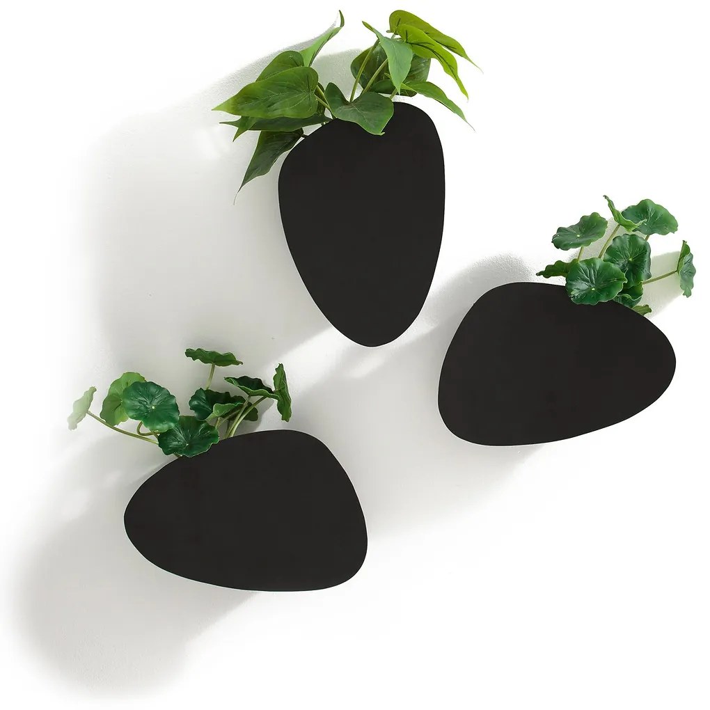 Set van 3 wand bloempotten in metaal, Pavo