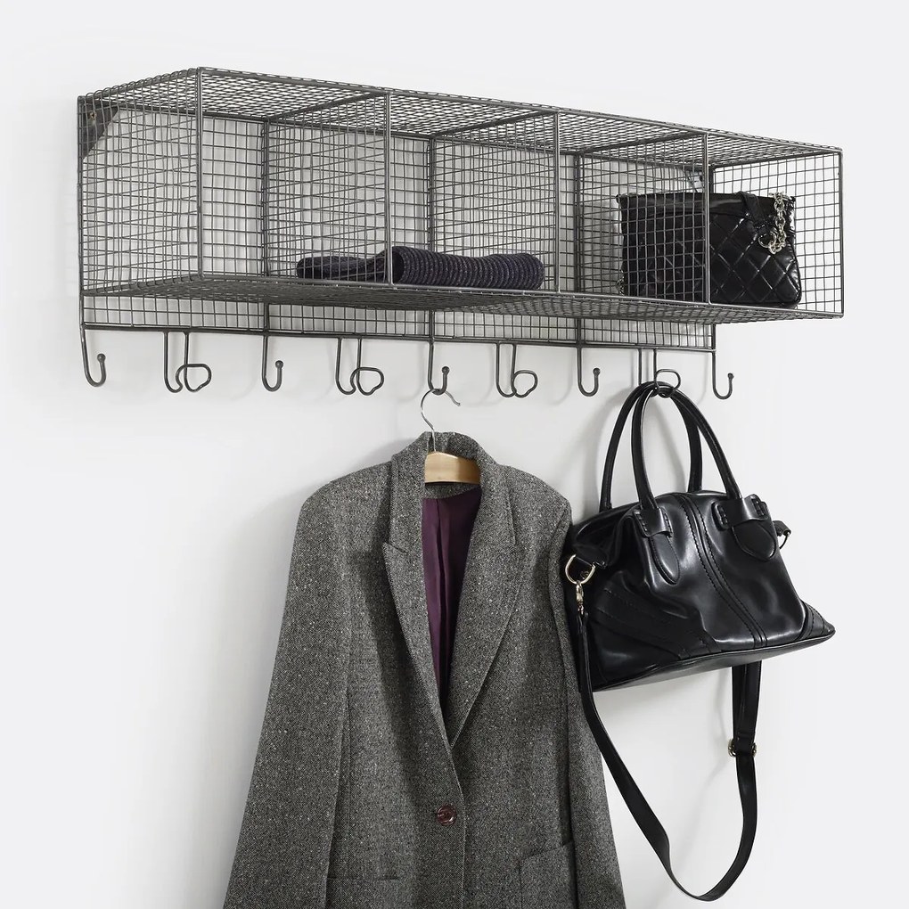 Wandrek in metaal, 9 kleerhaken, Areglo