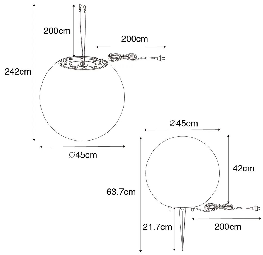 Moderne buiten hanglamp grijs 45 cm IP44 - Nura Modern E27 IP44 Buitenverlichting bol / globe / rond