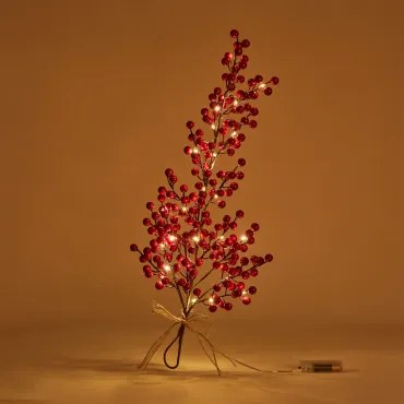 Phanya 60cm Traanvormige Kerstkrans Met Lichtjes Rood - Sklum