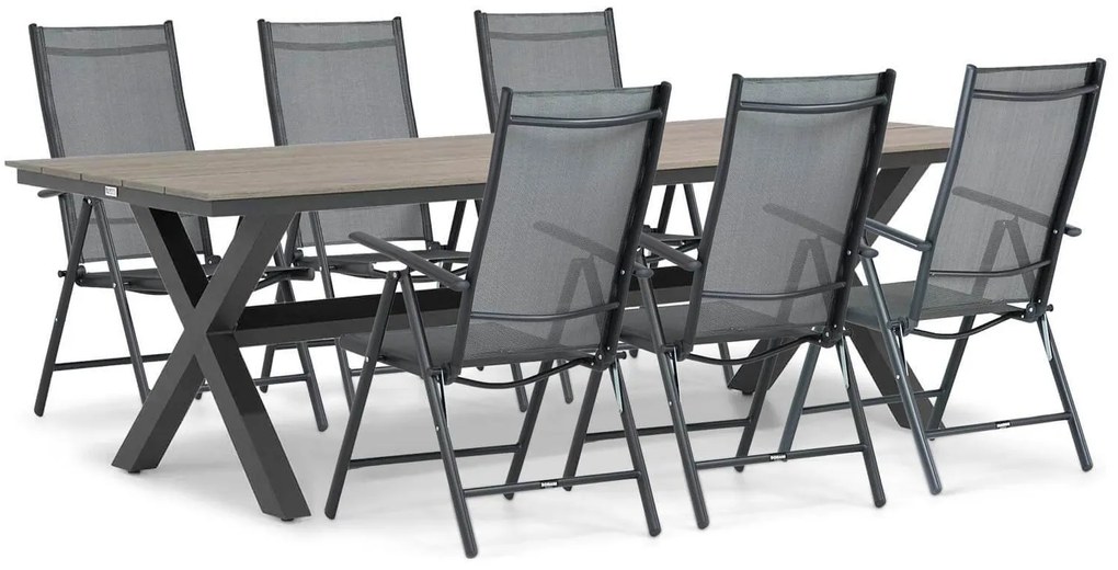 Tuinset 6 personen 240 cm Aluminium/textileen Grijs Domani Furniture Carino/Forest