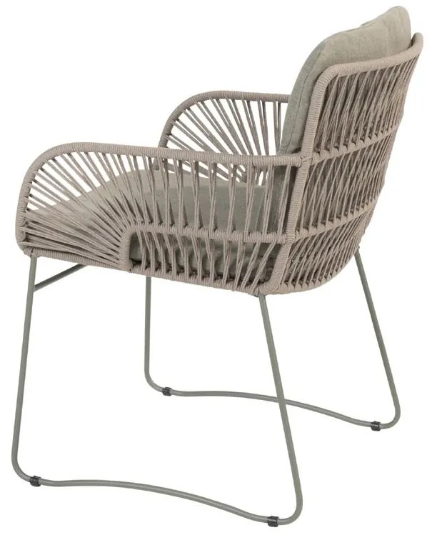 4 Seasons Outdoor Murcia tuinset olijfgroen met teak Prado tafel Ø 130 cm Tuinset groen weerbestendig