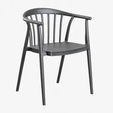 Stapelbare Set Van 6 Tuinstoelen Met Armleuningen Van Ivoorkleurig Polypropyleen Grijs – Grafiet - Sklum