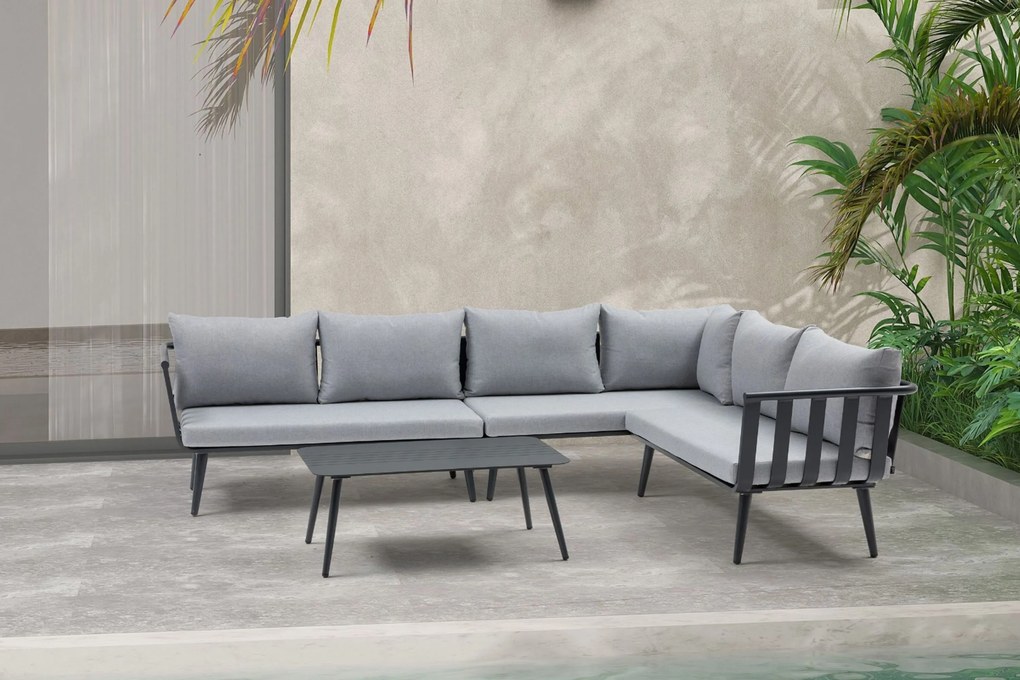 Hoek loungeset 5 personen Aluminium Grijs De Laan Projects