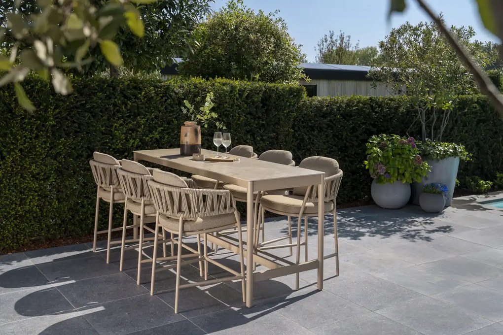 Taste by 4 Seasons Calma bar tuinset latte met Soho tafel BarsetTuinset   taupe weerbestendig