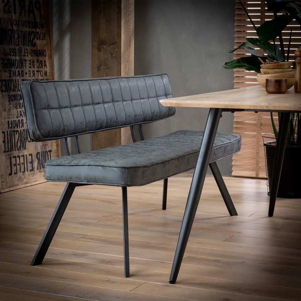 Zwart Lederen Eetkamerbank 150 Cm