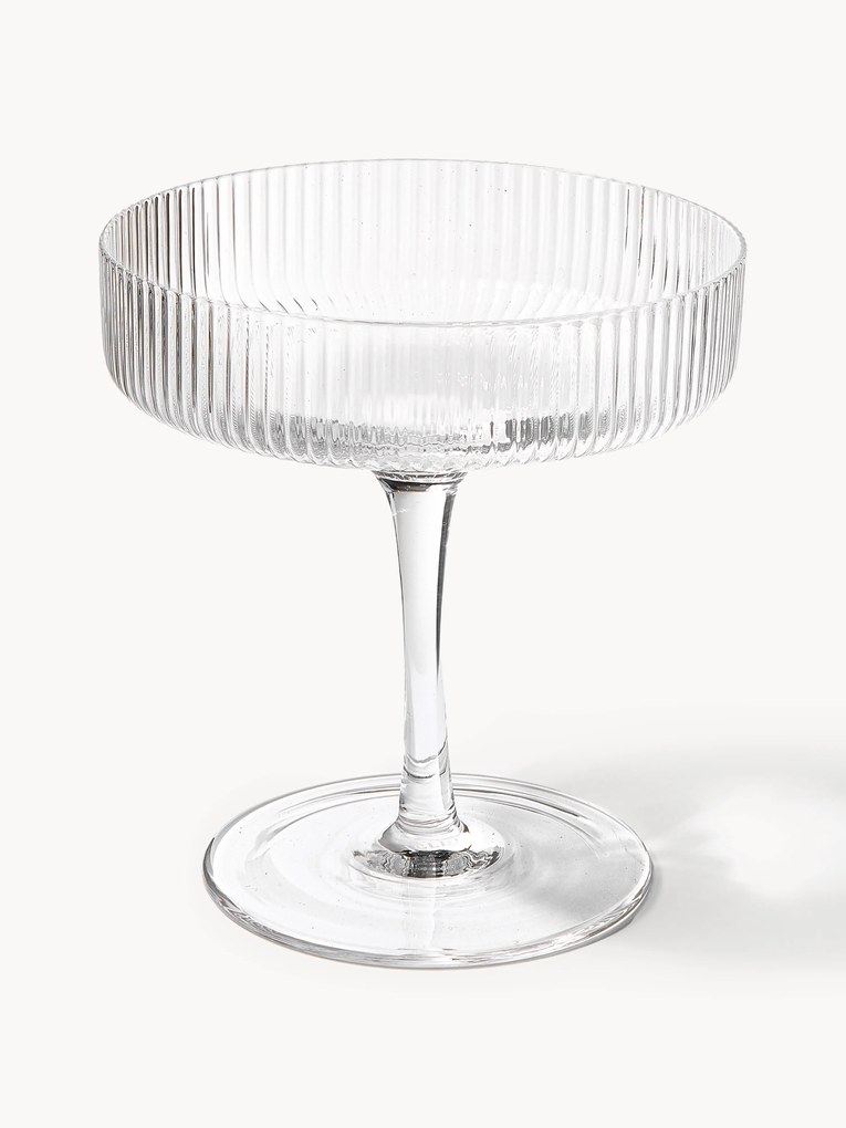 Mondgeblazen champagneglazen Ripple met reliëfpatroon, 2-delig